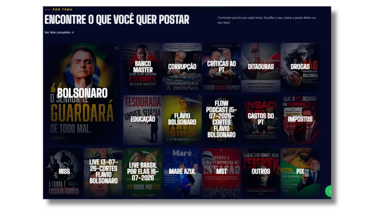 Acervo disponível inclui peças com ataques a Lula.Foto: Reprodução/Direita Já/ND Mais