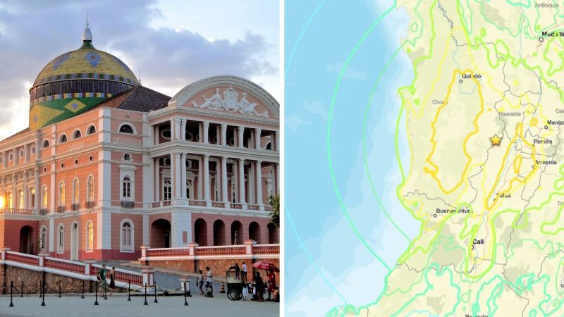 Terremoto na Colômbia é sentido em prédios de Manaus - Montagem feita com imagens das redes sociais e da USGS/ND Mais