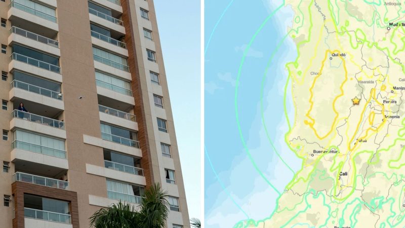 Prédios tremem em Manaus com terremoto de 7,4 na Colômbia e Bombeiros fazem vistorias em edifícios - Montagem feita com imagens das redes sociais e da USGS/ND Mais