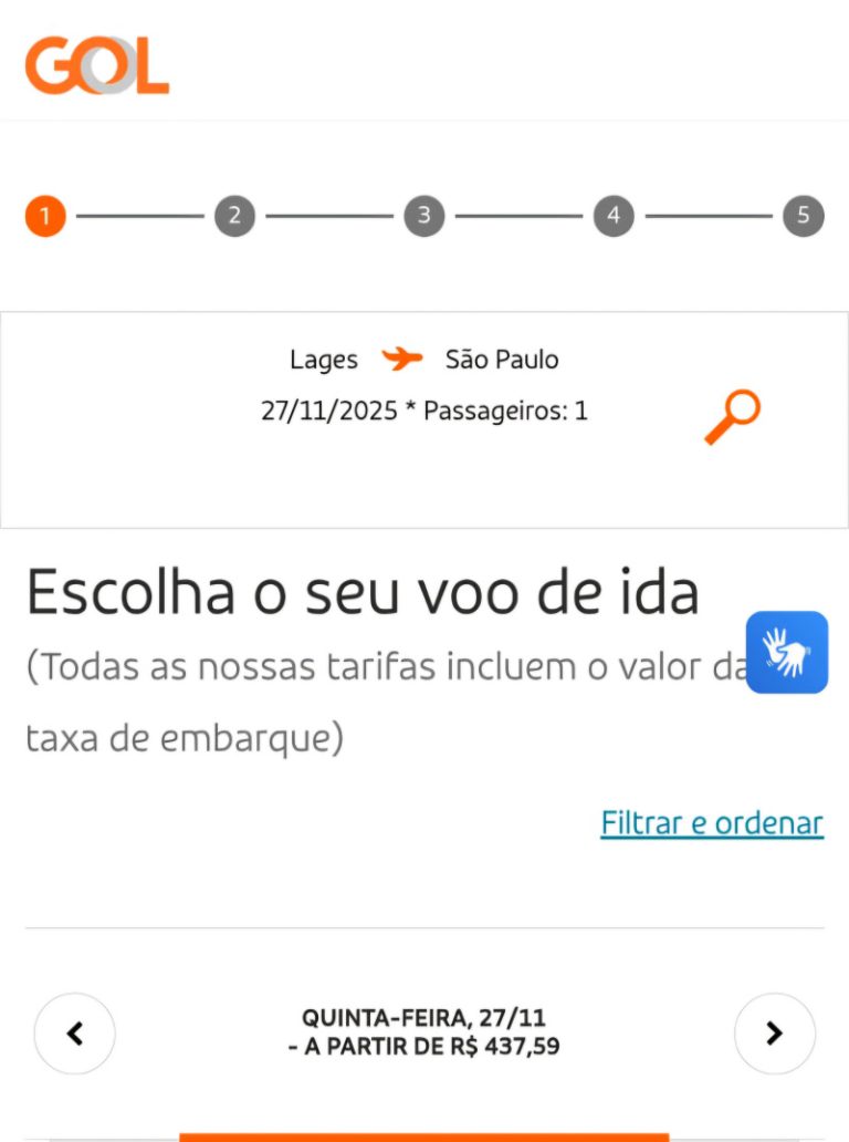 Passagem da Gol para SP está por $ 437