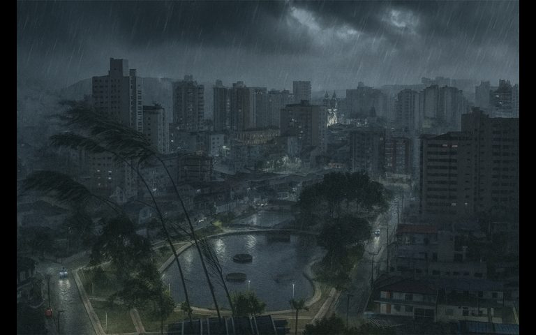 Ciclone perde força durante a madrugada, mas ventos fortes ainda atingem Lages